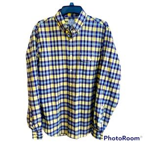 J Crew Mens Yellow & Purple Plaid Long Sleeve Button Up Shirt Size Medium Spring